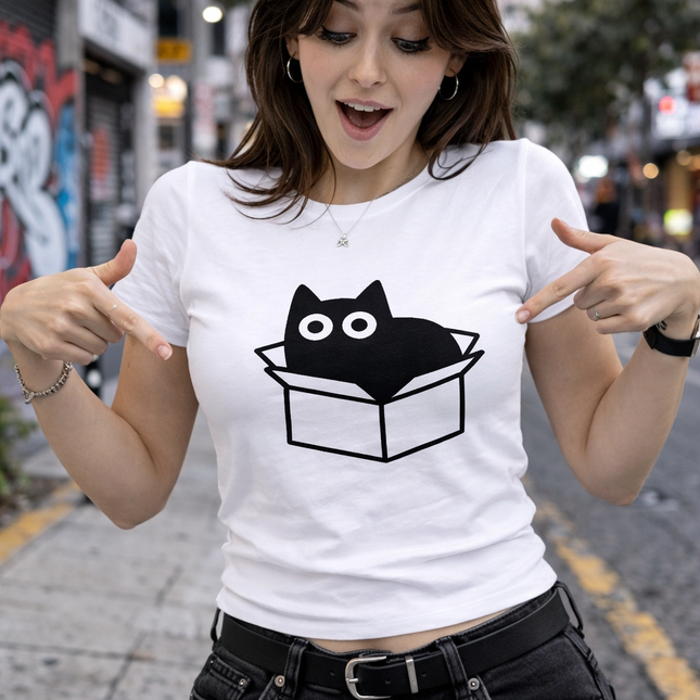 Polo Mujer - Gato en una caja
