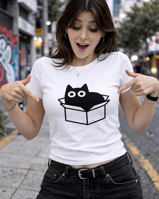 Polo Mujer - Gato en una caja