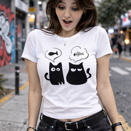 Polo Mujer - Gato y pescado