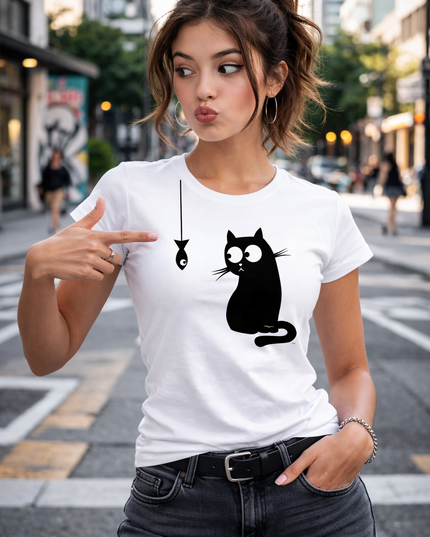 Polo Mujer - Gato y pescado