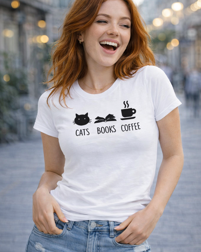 Polo Mujer - Cats Books Coffee