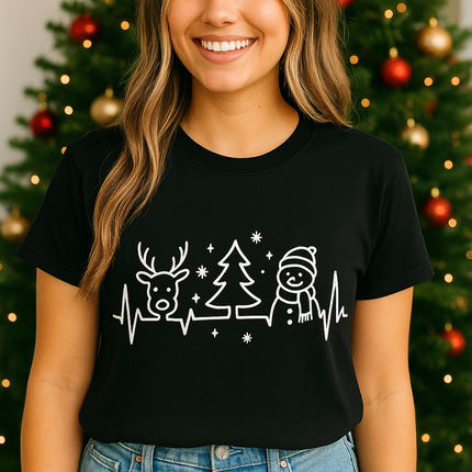 Polo Navideño Mujer - Reno, Arbol y Muñeco de Nieves
