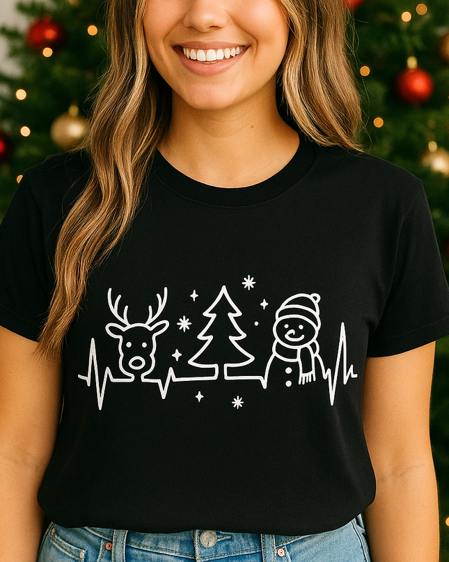 Polo Navideño Mujer - Reno, Arbol y Muñeco de Nieves