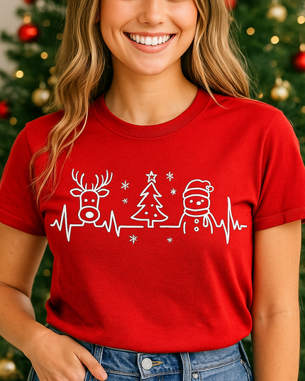 Polo Navideño Mujer - Reno, Arbol y Muñeco de Nieves