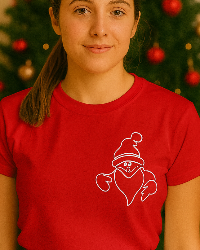 Polo Navideño Mujer - Santa Asomado