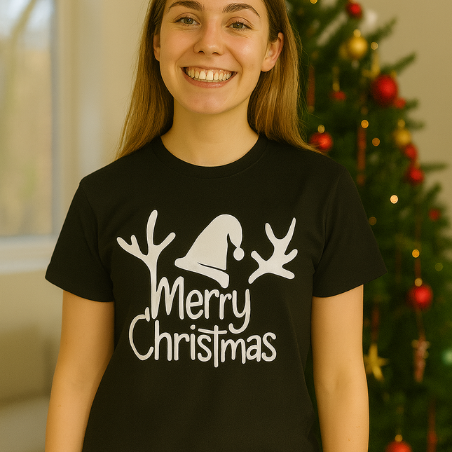 Polo Navideño Mujer - Cuerno Merry Christmas
