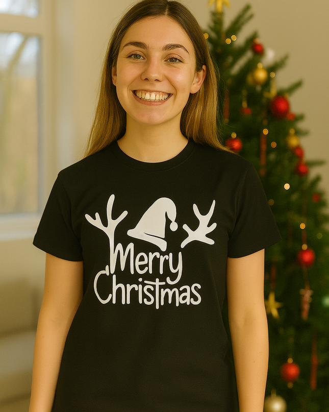 Polo Navideño Mujer - Cuerno Merry Christmas