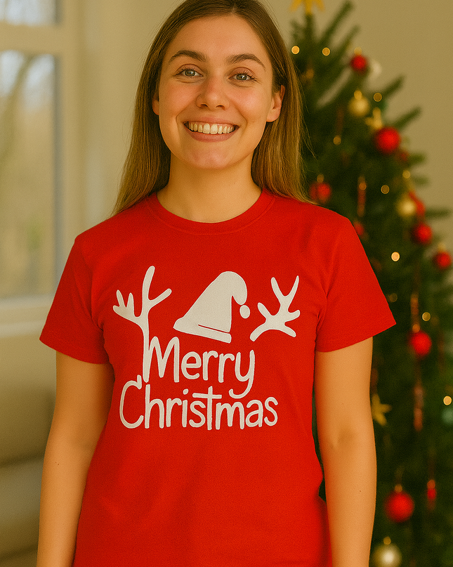 Polo Navideño Mujer - Cuerno Merry Christmas