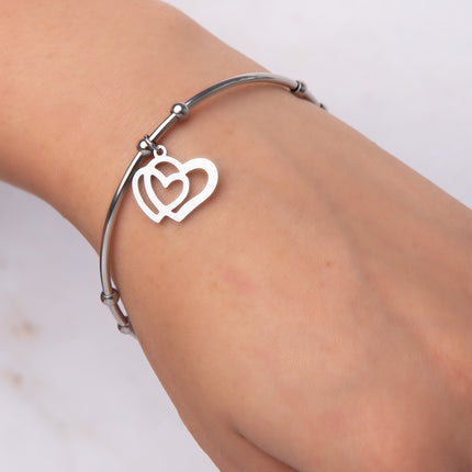 Pulsera Sunshine - Doble Corazon - Plata