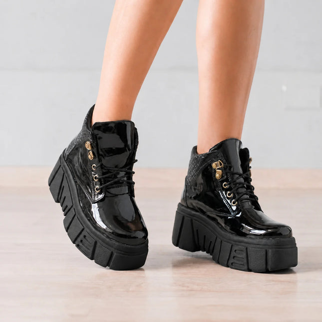 Botas Mujer Denizli - Negro Charol 2