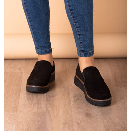 Mocasines Mujer Ferrara - Negro Gamuza