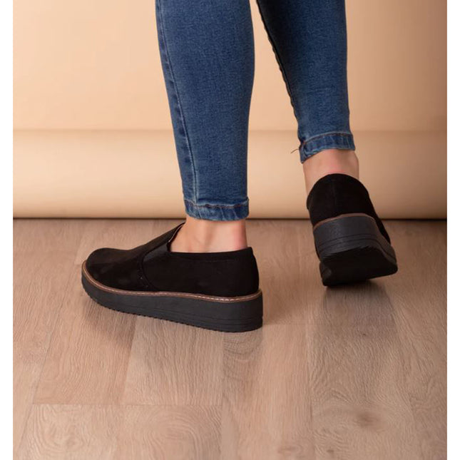 Mocasines Mujer Ferrara - Negro Gamuza