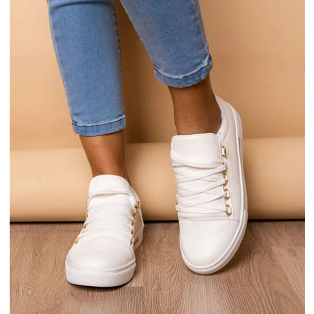 Zapatillas Urbanas Mujer Leticia - Blanco con Dorado