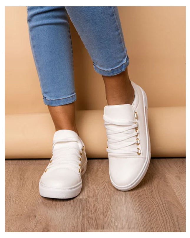 Zapatilla Leticia - Blanco con Dorado