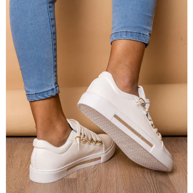 Zapatillas Urbanas Mujer Leticia - Blanco con Dorado