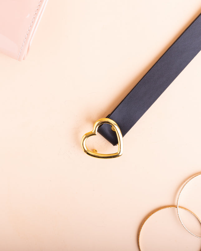 Correa Corazón Dorado - Negro