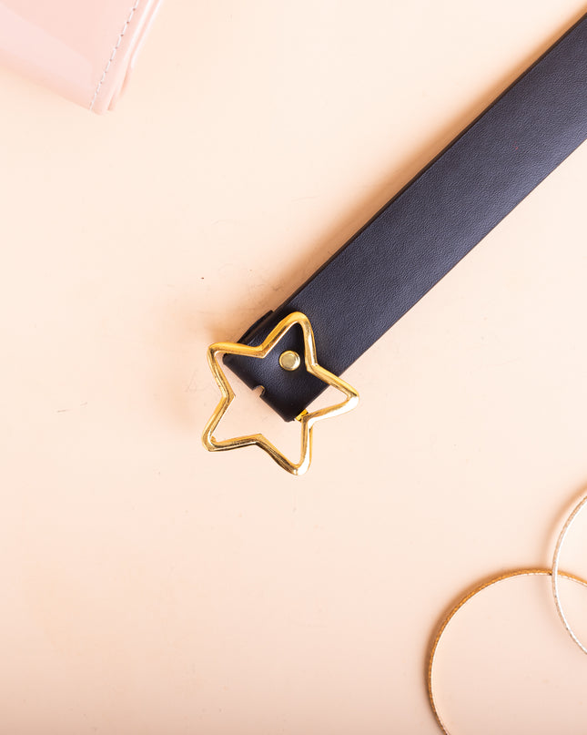 Correa Estrella Dorado - Negro