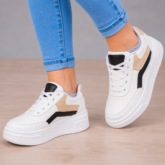 Zapatillas Urbanas Mujer Macarena - Negro y Beige