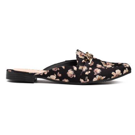 Sandalias Casuales Mujer Zurich - Negro Floreado