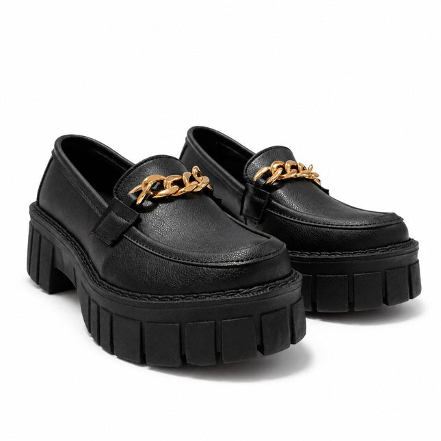 Mocasin Antalya - Negro  Cadena Dorada