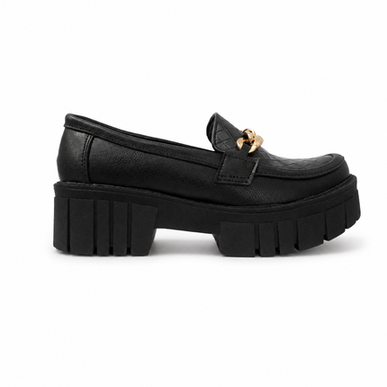 Mocasines Mujer Antalya - Negro Serpiente Cadena Dorada