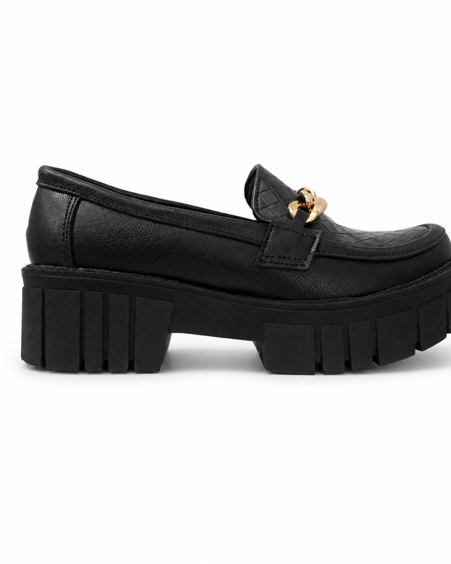 Mocasines Mujer Antalya - Negro Serpiente Cadena Dorada