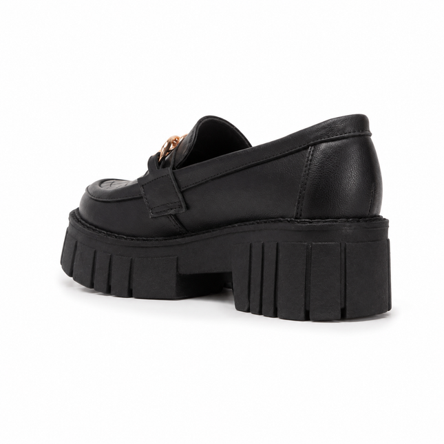 Mocasines Mujer Antalya - Negro Serpiente Cadena Dorada