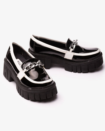 Mocasines Mujer Antalya - Negro con blanco