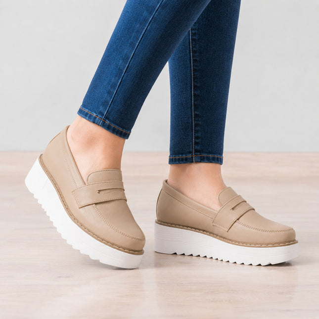 Mocasines Mujer Elan - Beige
