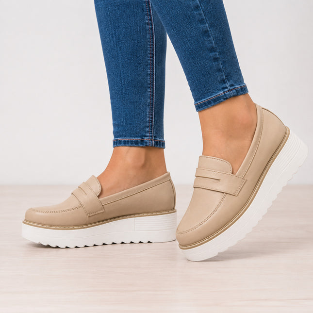 Mocasines Mujer Elan - Beige
