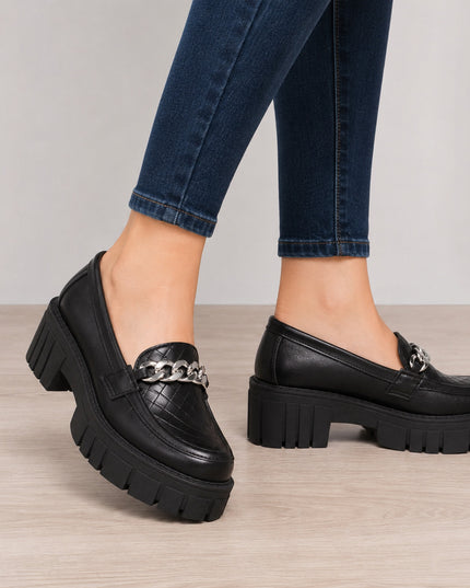 Mocasines Mujer Antalya - Negro Serpiente