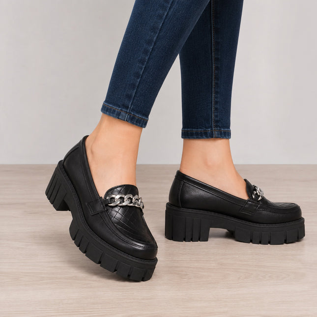 Mocasines Mujer Antalya - Negro Serpiente