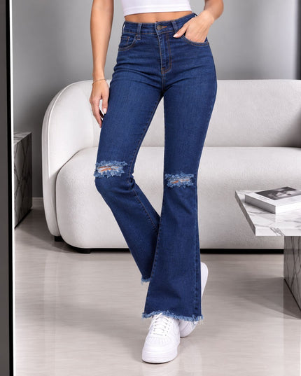 Pantalón Acampanado 4.0 - Azul Noche Rasgado