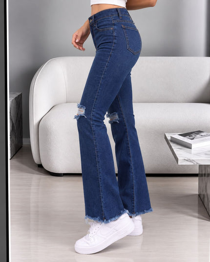 Pantalón Acampanado 4.0 - Azul Noche Rasgado