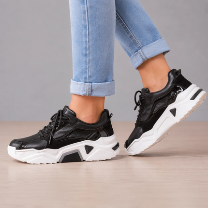 Zapatillas Urbanas Mujer Perth - Negro y Blanco