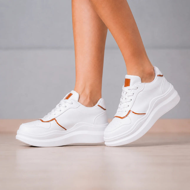 Zapatillas Urbanas Mujer San Blas - Blanco con Camel