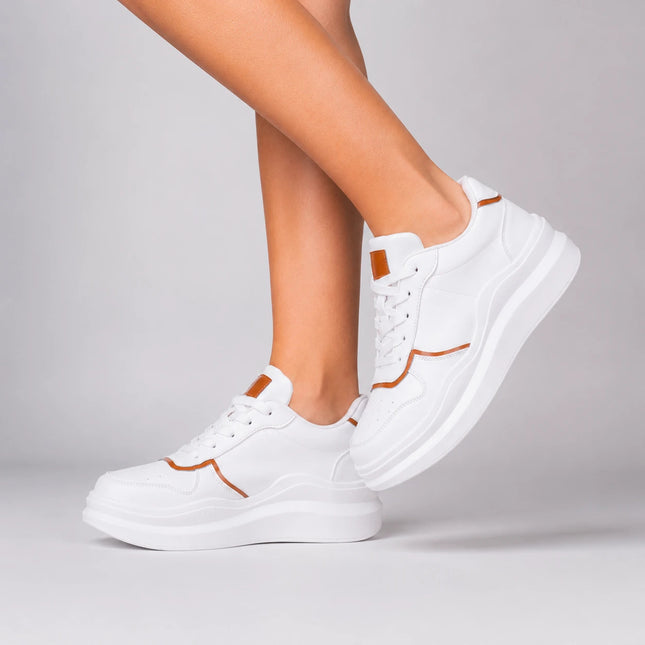 Zapatillas Urbanas Mujer San Blas - Blanco con Camel