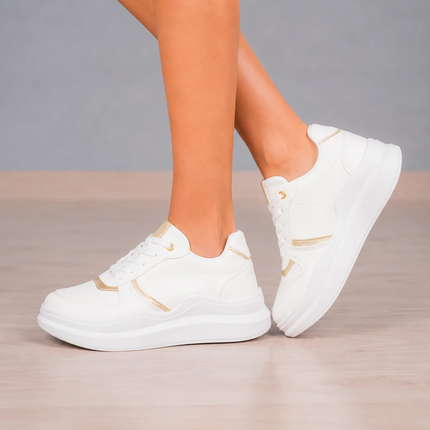 Zapatillas Urbanas Mujer San Blas - Blanco con Dorado