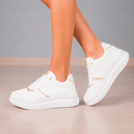 Zapatillas Urbanas Mujer San Blas - Blanco con Dorado