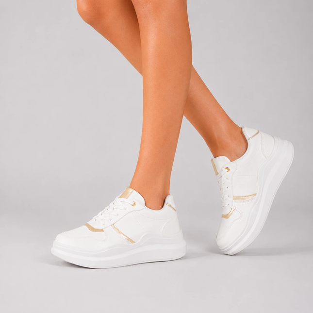 Zapatillas Urbanas Mujer San Blas - Blanco con Dorado