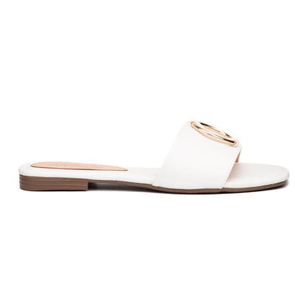 Sandalias Casuales Mujer Circulo - Blanco