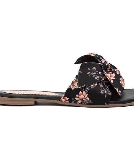 Sandalia Flor Floreado - Negro