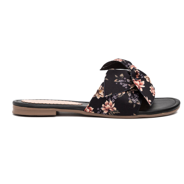 Sandalias Casuales Mujer Flor Floreado - Negro