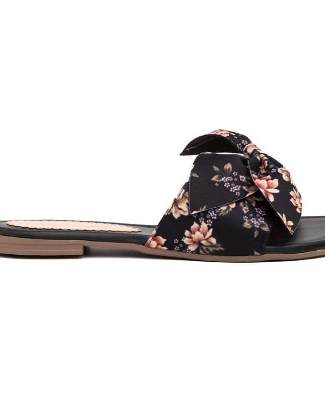 Sandalia Flor Floreado - Negro