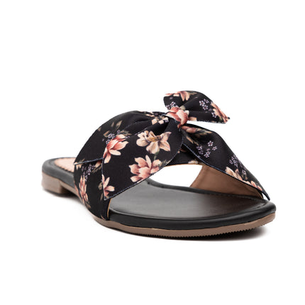 Sandalias Casuales Mujer Flor Floreado - Negro