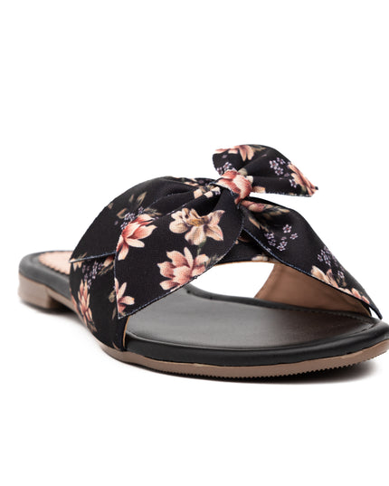 Sandalia Flor Floreado - Negro