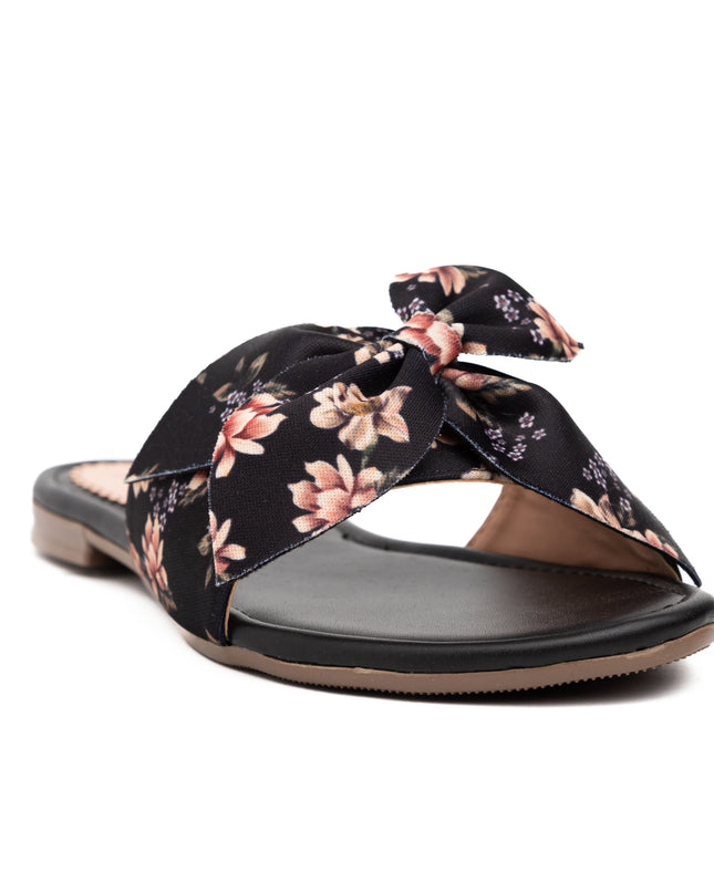 Sandalia Flor Floreado - Negro