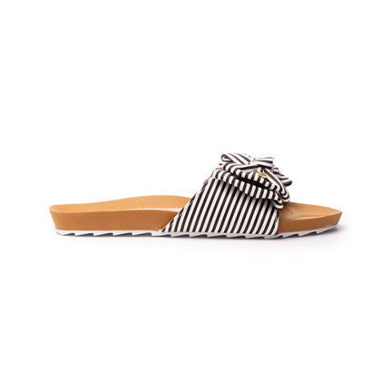 Sandalias Casuales Mujer Minna - Negro Con Rayas