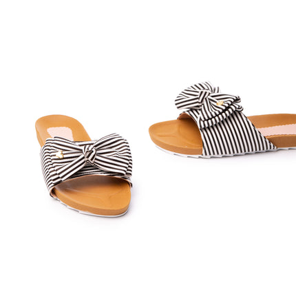 Sandalias Casuales Mujer Minna - Negro Con Rayas