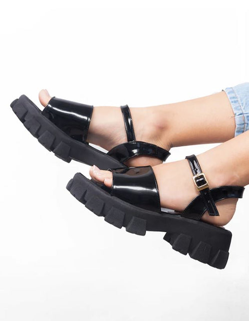 Sandalias Casuales Mujer Reggio - Negro Charol